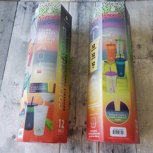 NWT - Manna Color Changing Confetti Plastic Tumblers 24oz, Set of 24